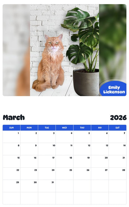 November 2025 - October 2026 Emily Lickenson - Pawidols Pet Calendar
