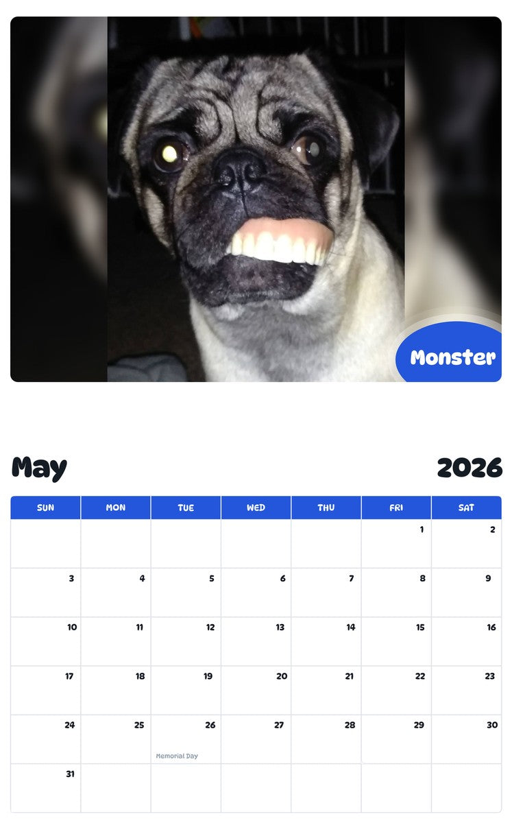 2026 - 2027 Monster - Pawidols Pet Calendar