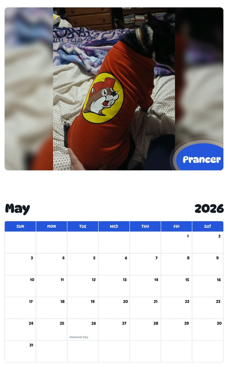 2026 - 2027 Prancer - Pawidols Pet Calendar