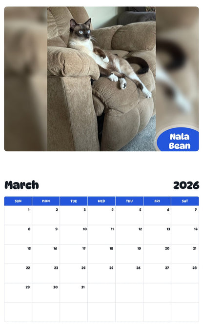 November 2025 - October 2026 Nala Bean - Pawidols Pet Calendar