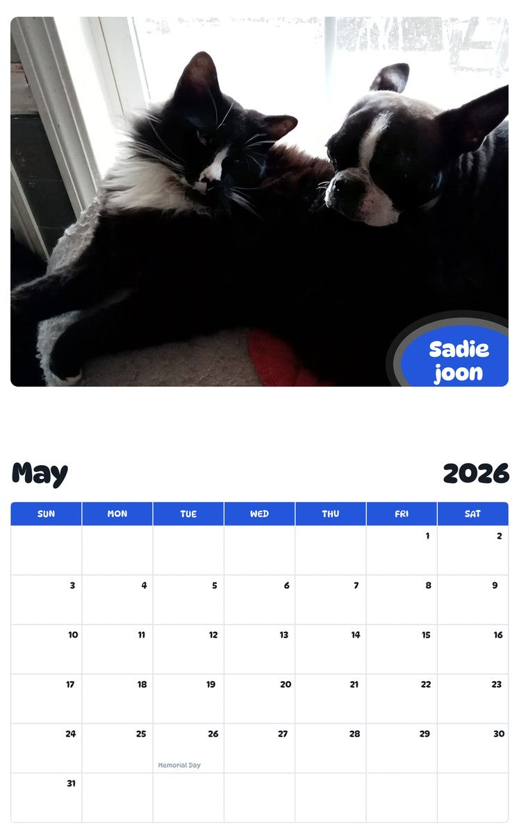 2026 - 2027 Sadie joon - Pawidols Pet Calendar