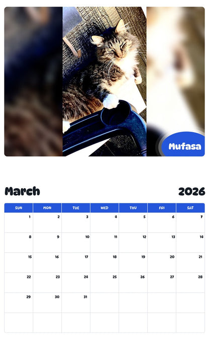 November 2025 - October 2026 Mufasa - Pawidols Pet Calendar