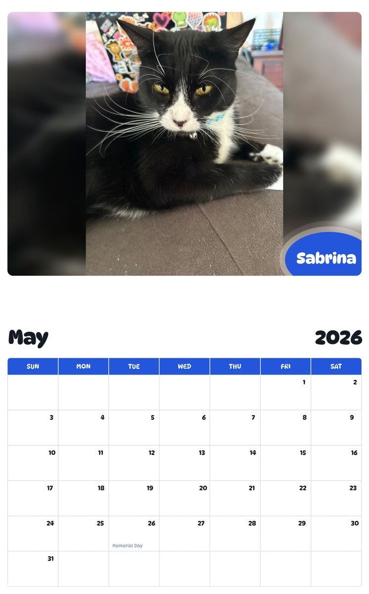 2026 - 2027 Sabrina - Pawidols Pet Calendar