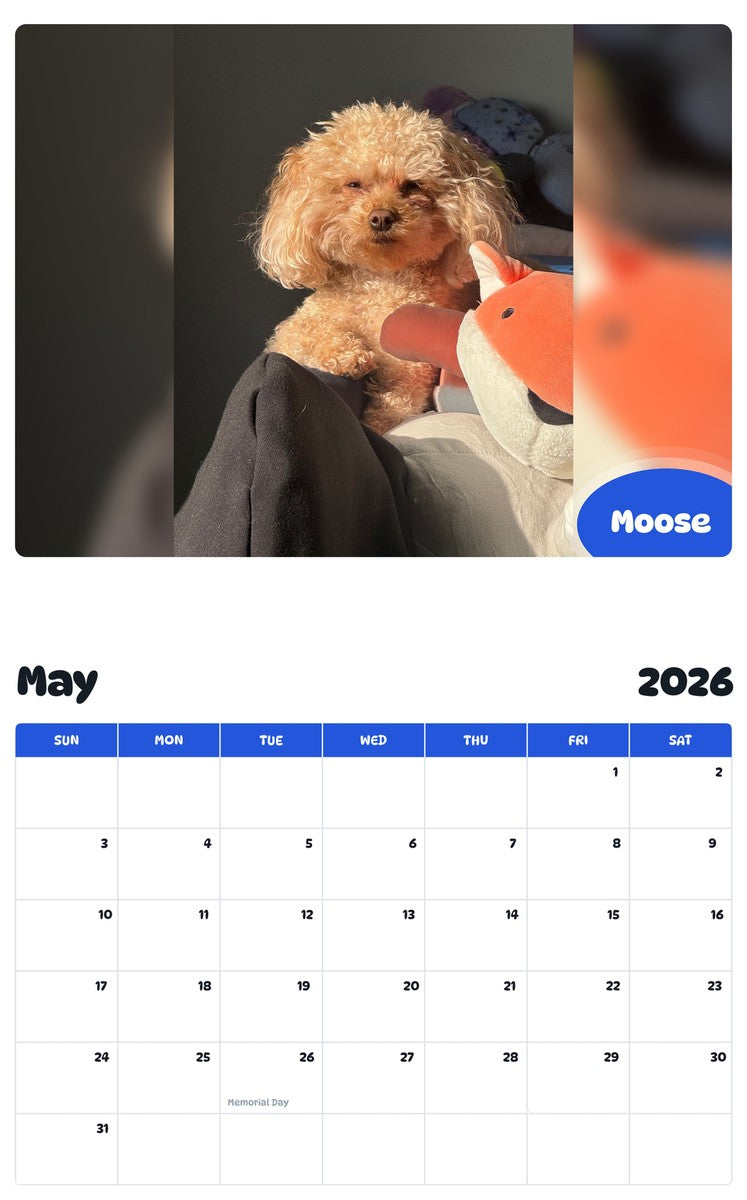 2026 - 2027 Moose - Pawidols Pet Calendar