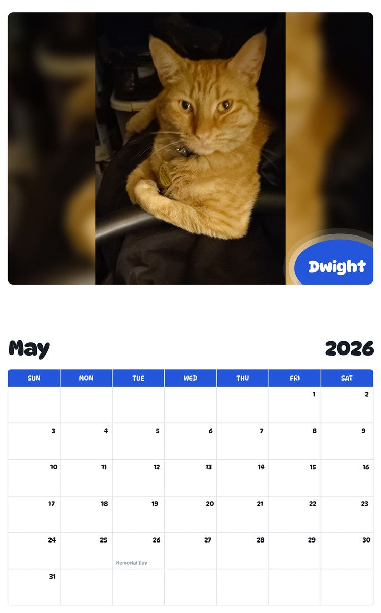 2026 - 2027 Dwight - Pawidols Pet Calendar