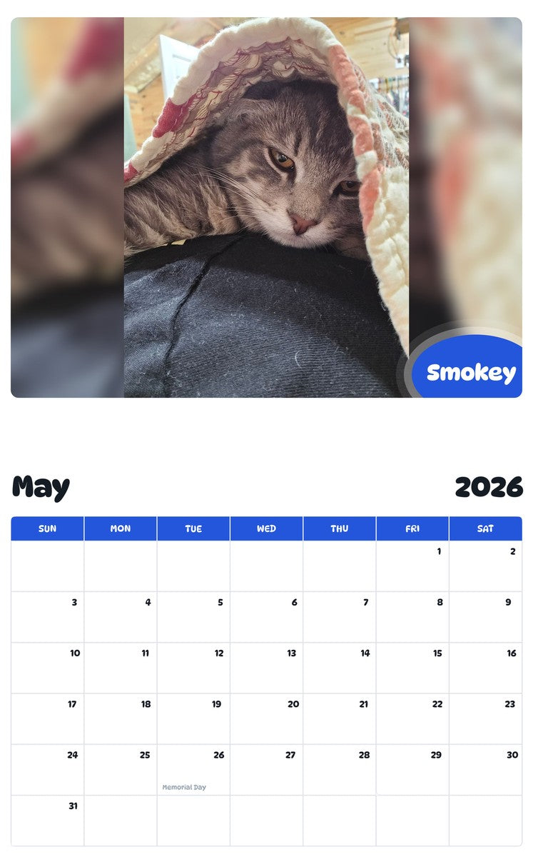 2026 - 2027 Smokey - Pawidols Pet Calendar