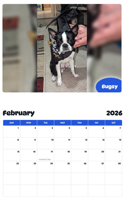 October 2025 - September 2026 Bugsy - Pawidols Pet Calendar