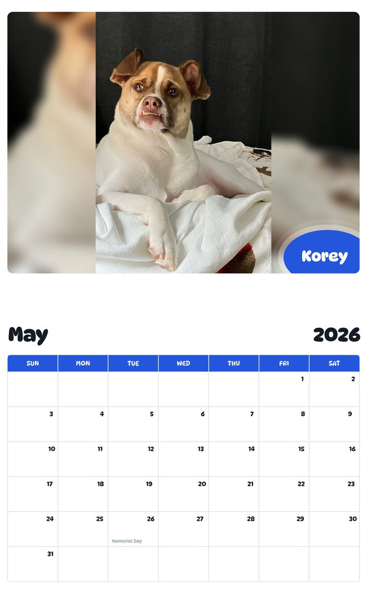 2026 - 2027 Korey - Pawidols Pet Calendar