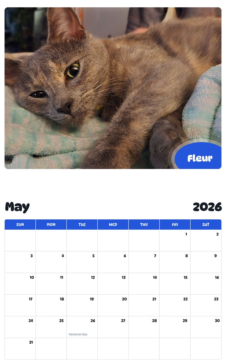 2026 - 2027 Fleur - Pawidols Pet Calendar