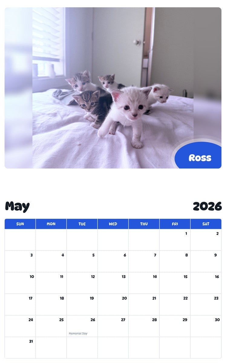 2026 - 2027 Ross - Pawidols Pet Calendar