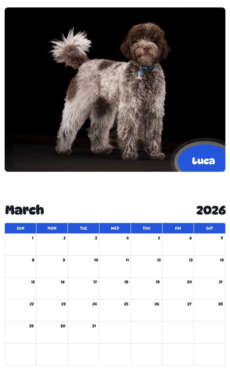 November 2025 - October 2026 Luca - Pawidols Pet Calendar