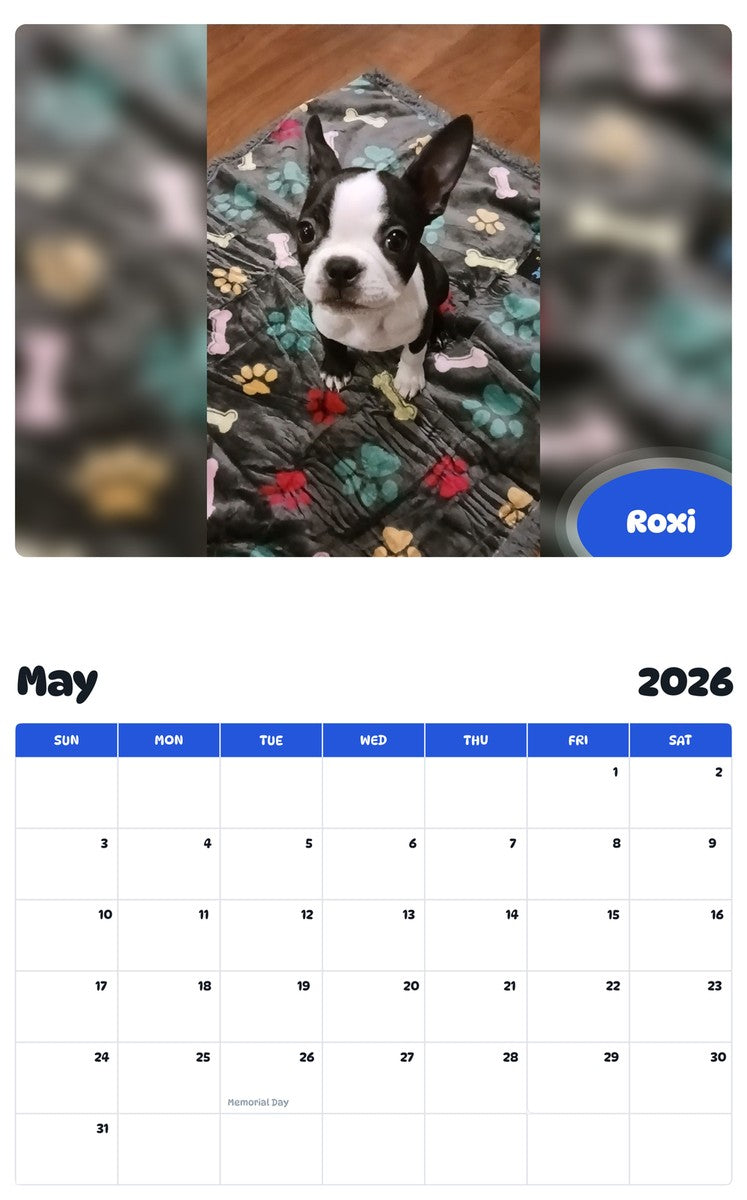 2026 - 2027 Roxi - Pawidols Pet Calendar