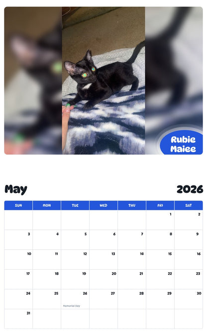2026 - 2027 Rubie Maiee - Pawidols Pet Calendar