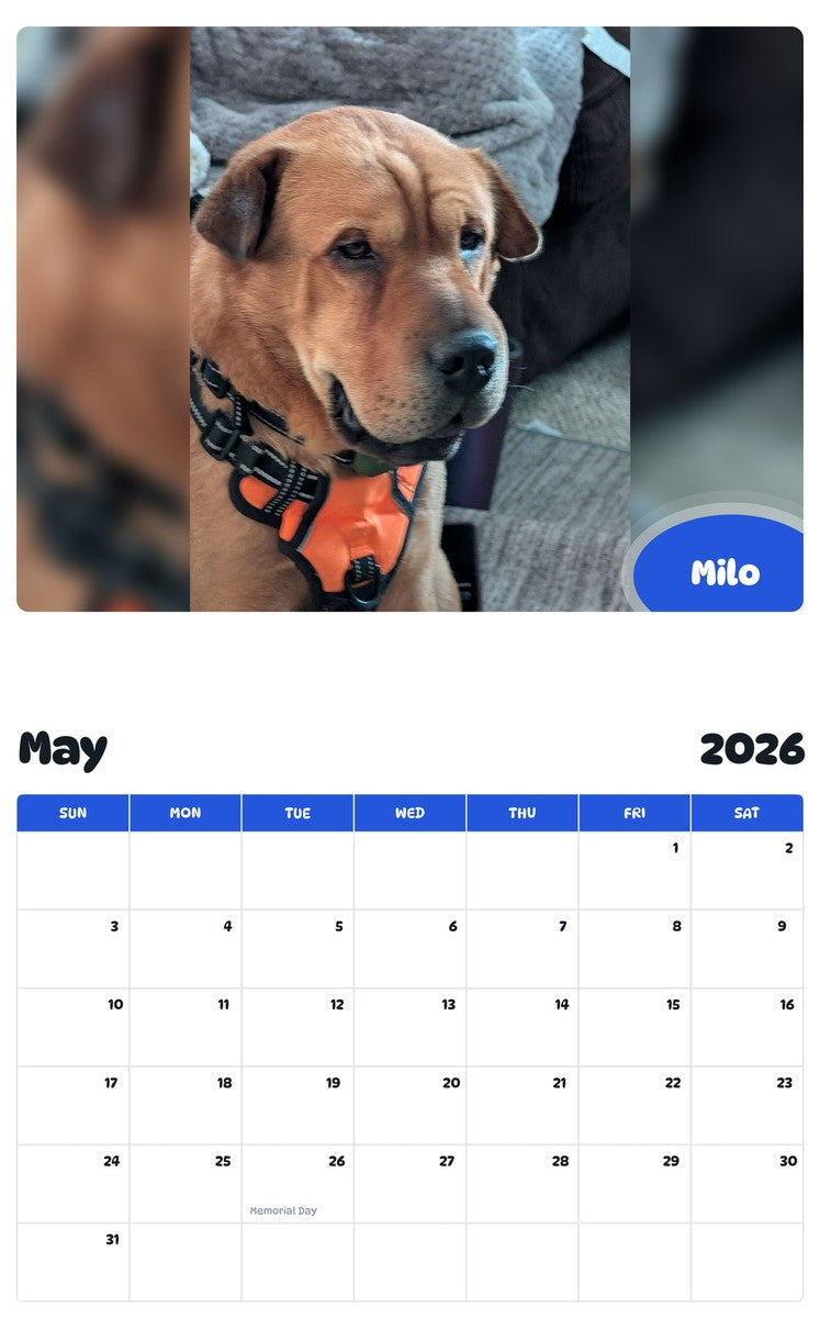 2026 - 2027 Milo - Pawidols Pet Calendar