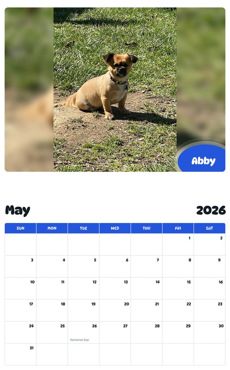2026 - 2027 Abby - Pawidols Pet Calendar