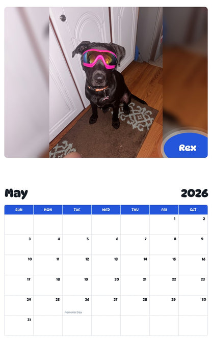 2026 - 2027 Rex - Pawidols Pet Calendar