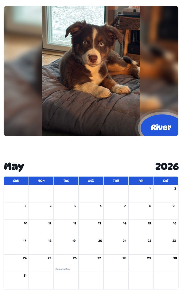 2026 - 2027 River - Pawidols Pet Calendar