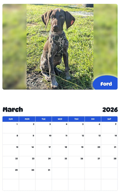 November 2025 - October 2026 Ford - Pawidols Pet Calendar