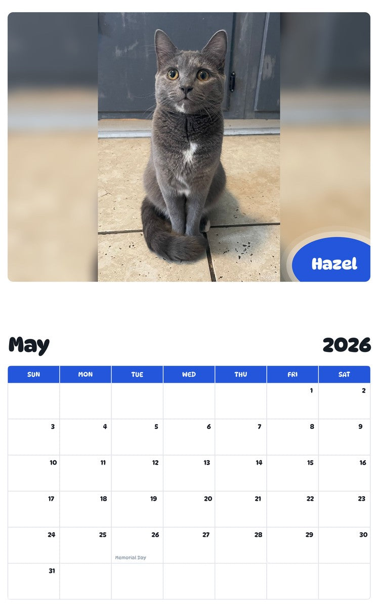 2026 - 2027 Hazel - Pawidols Pet Calendar