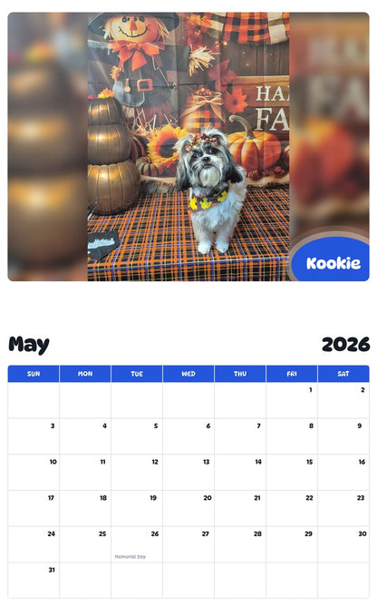 2026 - 2027 Kookie - Pawidols Pet Calendar