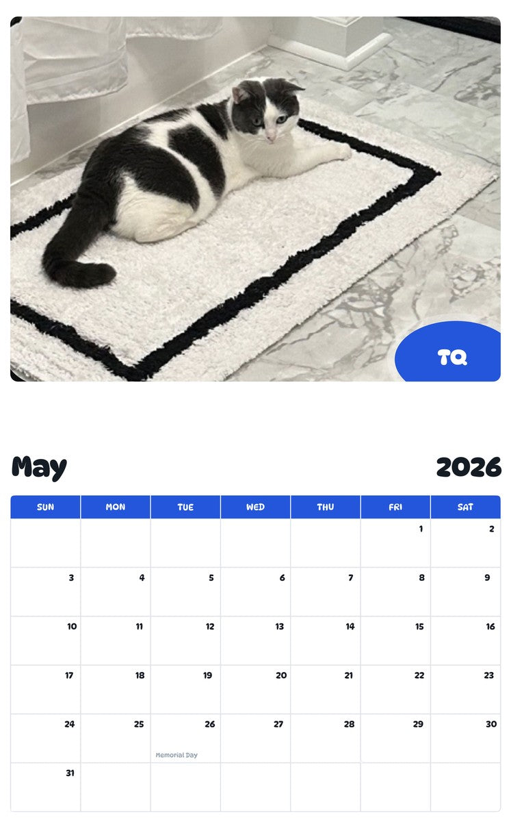 2026 - 2027 TQ - Pawidols Pet Calendar
