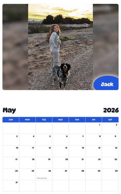 2026 - 2027 Jack - Pawidols Pet Calendar