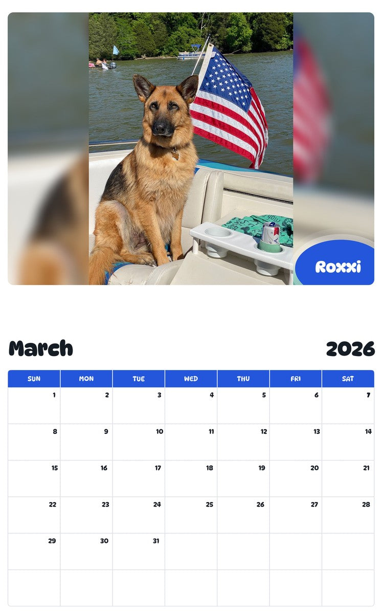 November 2025 - October 2026 Roxxi - Pawidols Pet Calendar
