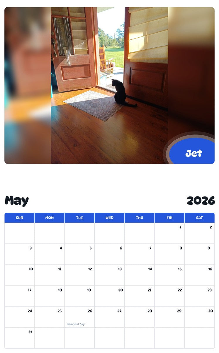 2026 - 2027 Jet - Pawidols Pet Calendar