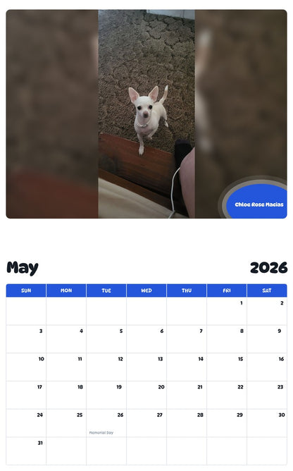 2026 - 2027 Chloe Rose Macias - Pawidols Pet Calendar