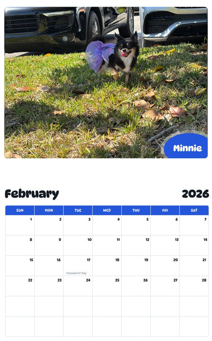 October 2025 - September 2026 Minnie - Pawidols Pet Calendar
