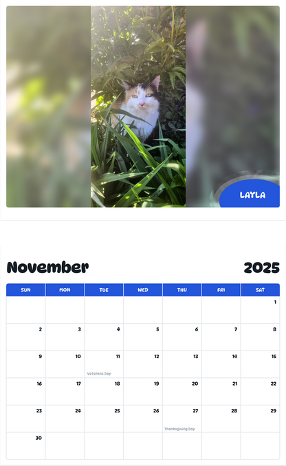 July 2025 - June 2026 Layla - Pawidols Pet Calendar