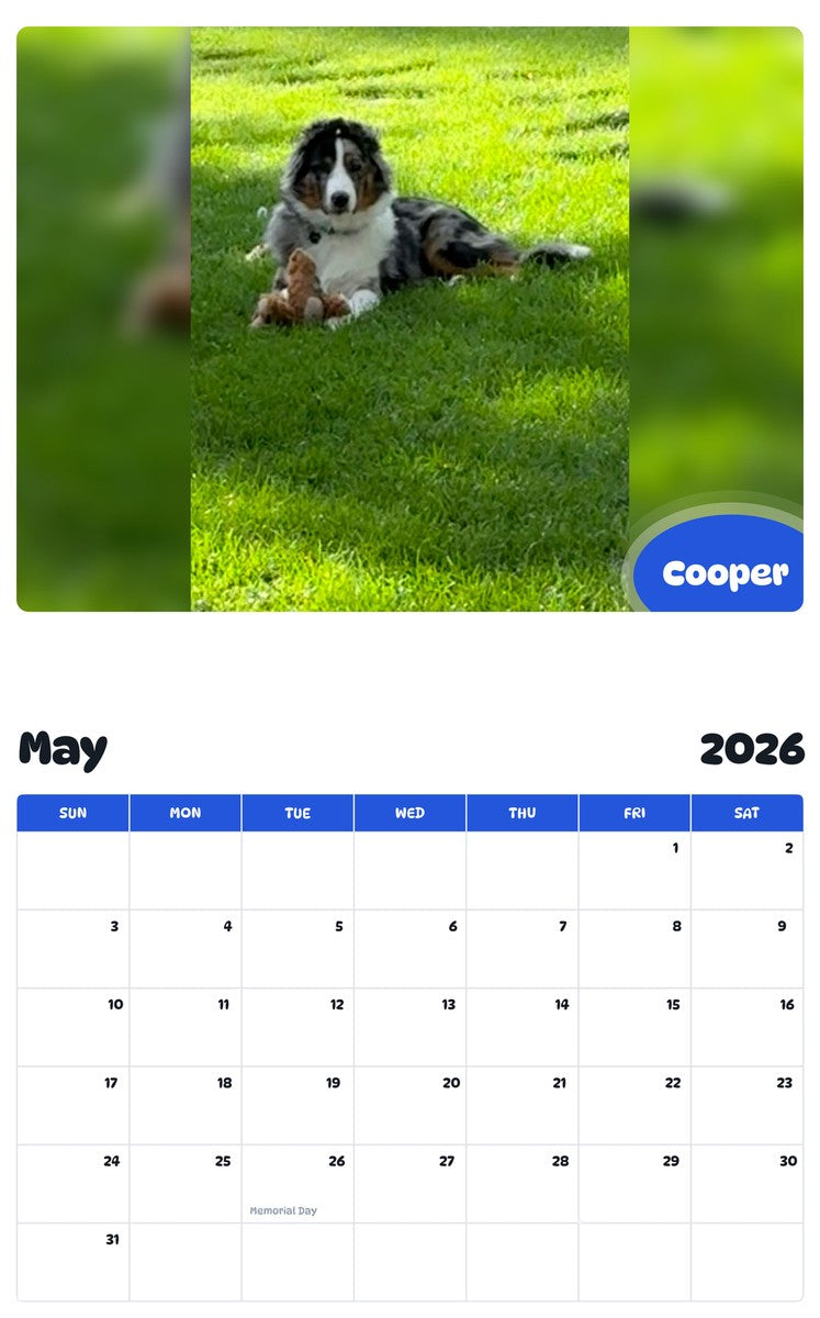 2026 - 2027 Cooper - Pawidols Pet Calendar