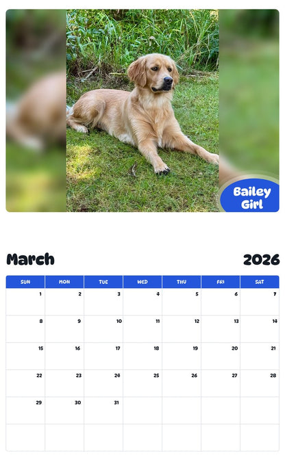 November 2025 - October 2026 Bailey Girl - Pawidols Pet Calendar