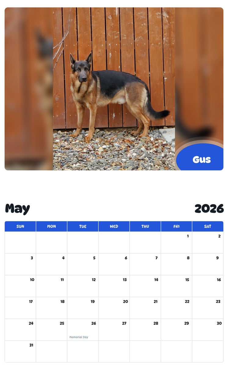 2026 - 2027 Gus - Pawidols Pet Calendar
