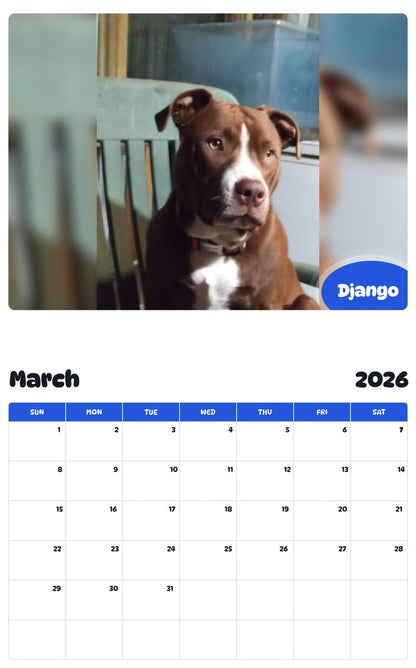 November 2025 - October 2026 Django - Pawidols Pet Calendar