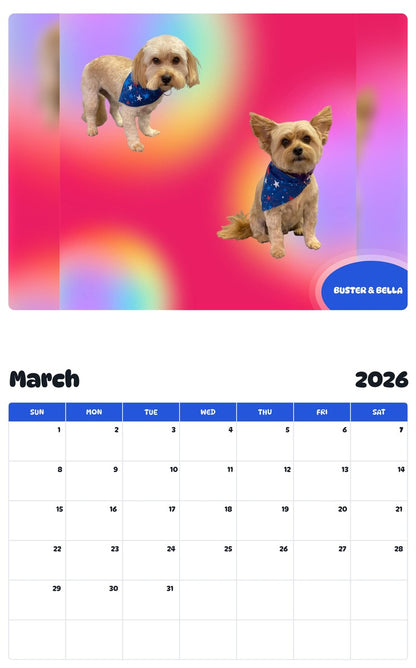 November 2025 - October 2026 BUSTER & BELLA - Pawidols Pet Calendar