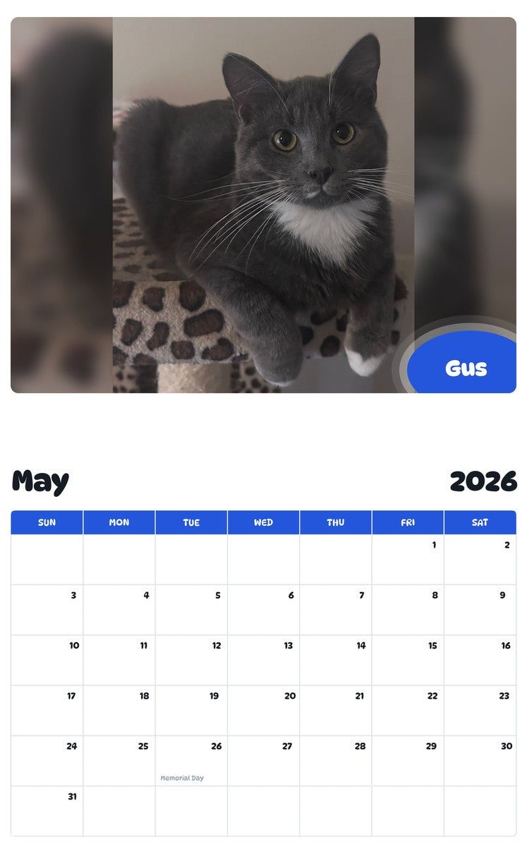 2026 - 2027 Gus - Pawidols Pet Calendar