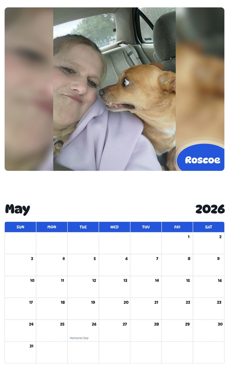 2026 - 2027 Roscoe - Pawidols Pet Calendar
