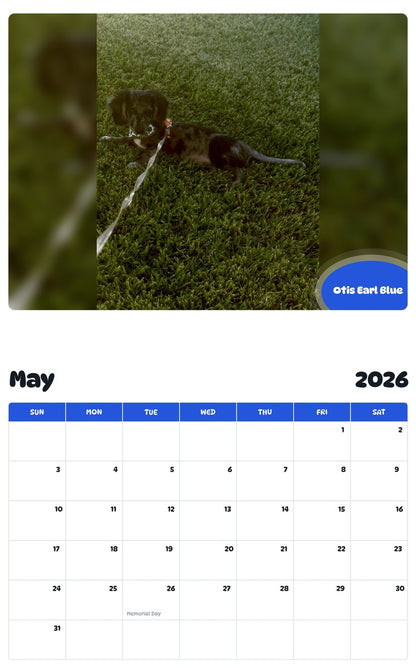 2026 - 2027 Otis Earl Blue - Pawidols Pet Calendar