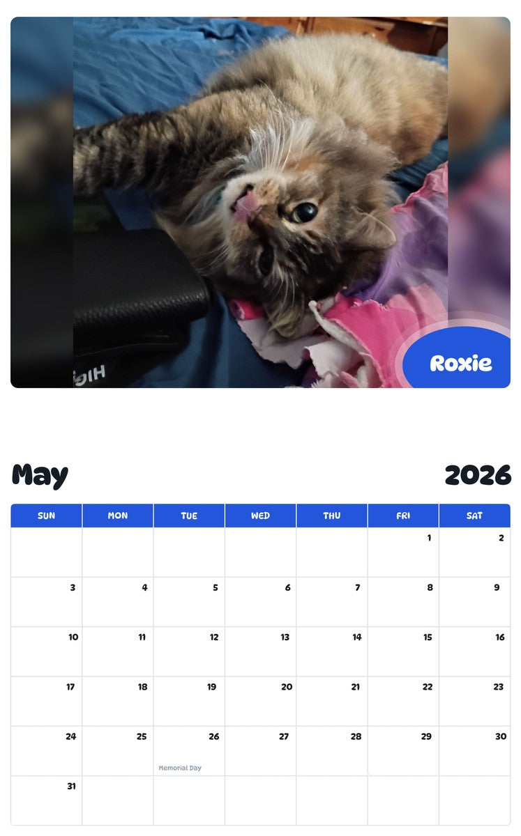 2026 - 2027 Roxie - Pawidols Pet Calendar