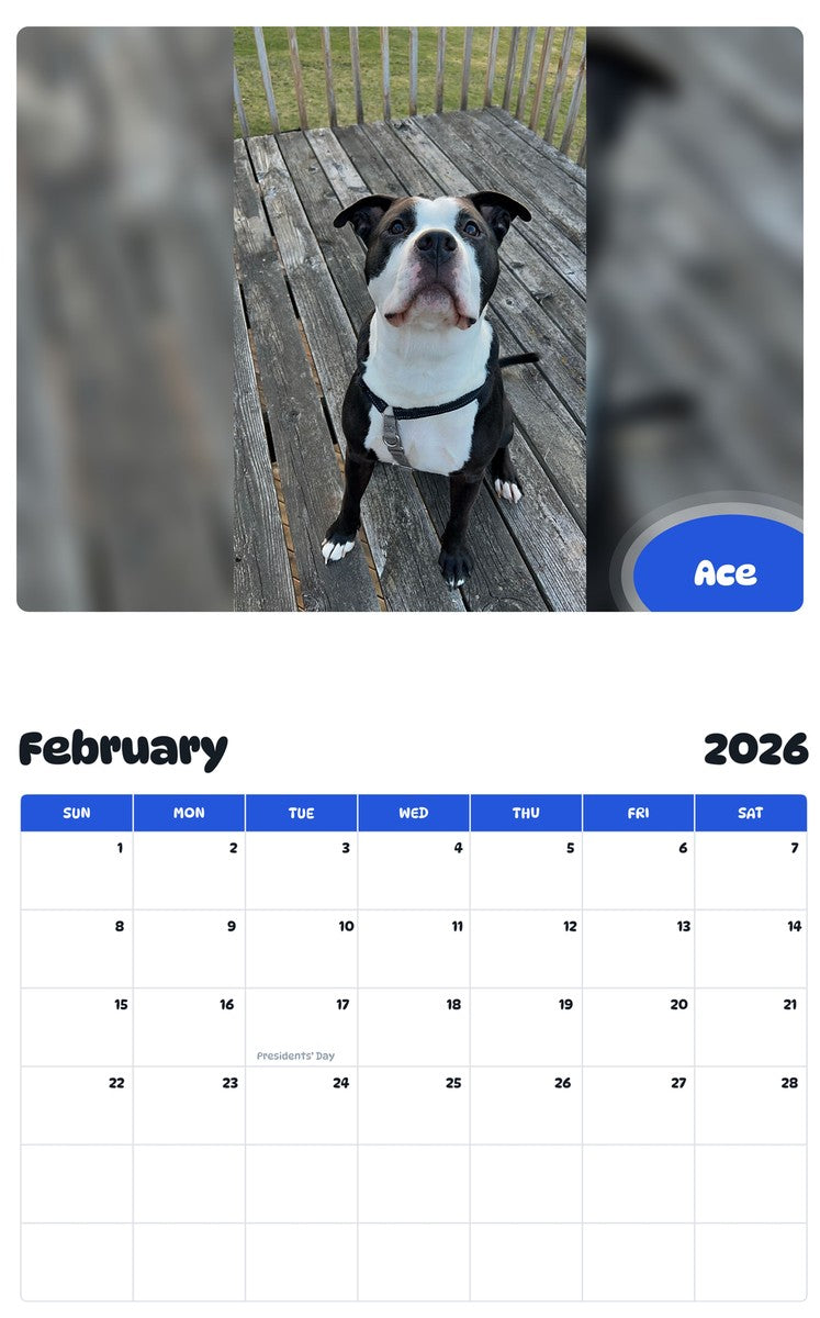 October 2025 - September 2026 Ace - Pawidols Pet Calendar
