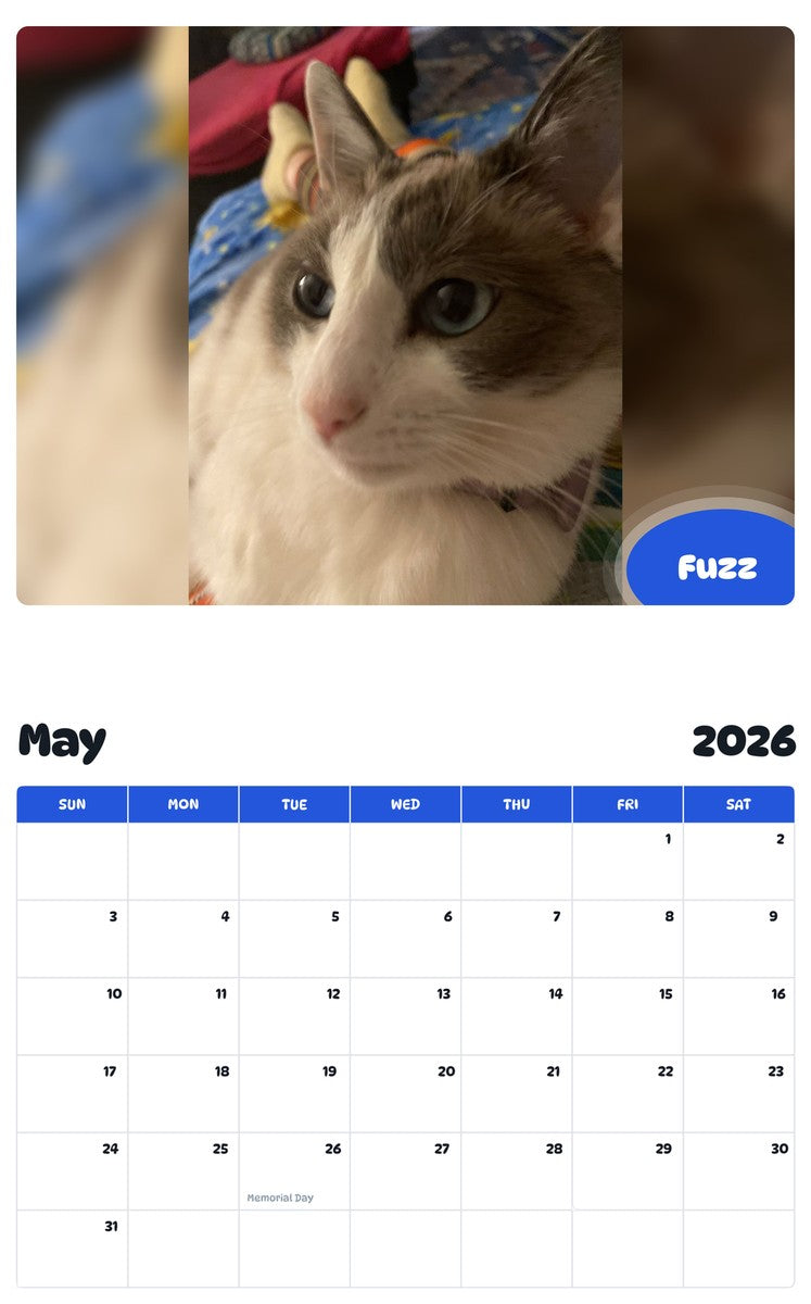 2026 - 2027 Fuzz - Pawidols Pet Calendar