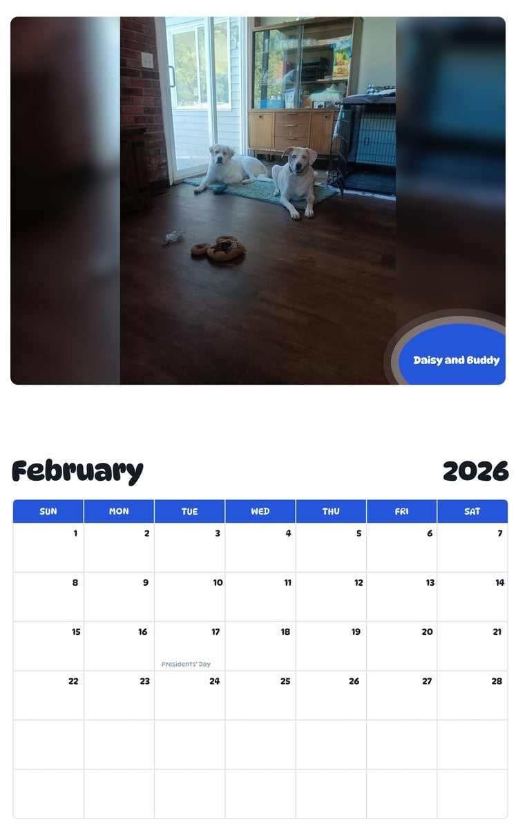 October 2025 - September 2026 Daisy and Buddy - Pawidols Pet Calendar