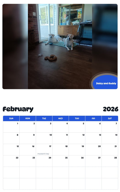 October 2025 - September 2026 Daisy and Buddy - Pawidols Pet Calendar