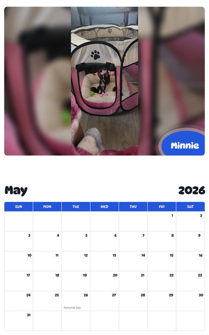 2026 - 2027 Minnie - Pawidols Pet Calendar