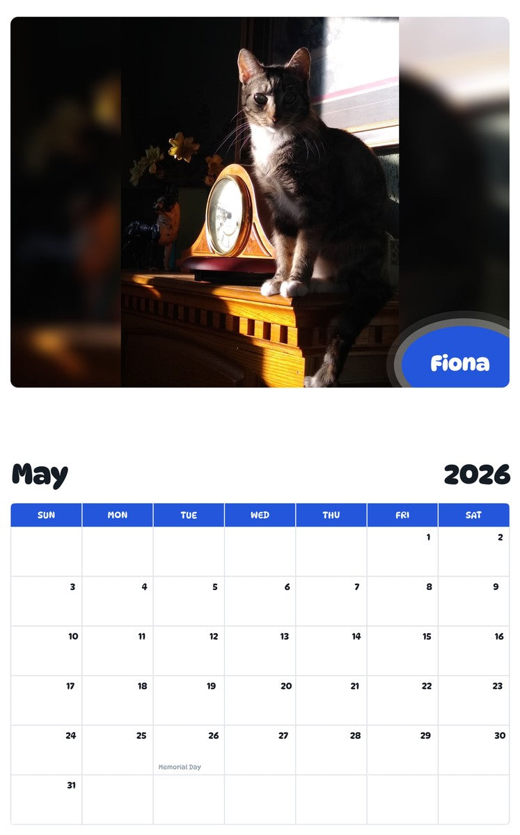 2026 - 2027 Fiona - Pawidols Pet Calendar
