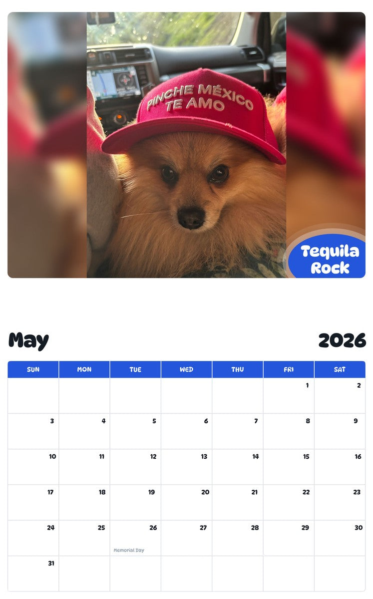 2026 - 2027 Tequila Rock - Pawidols Pet Calendar