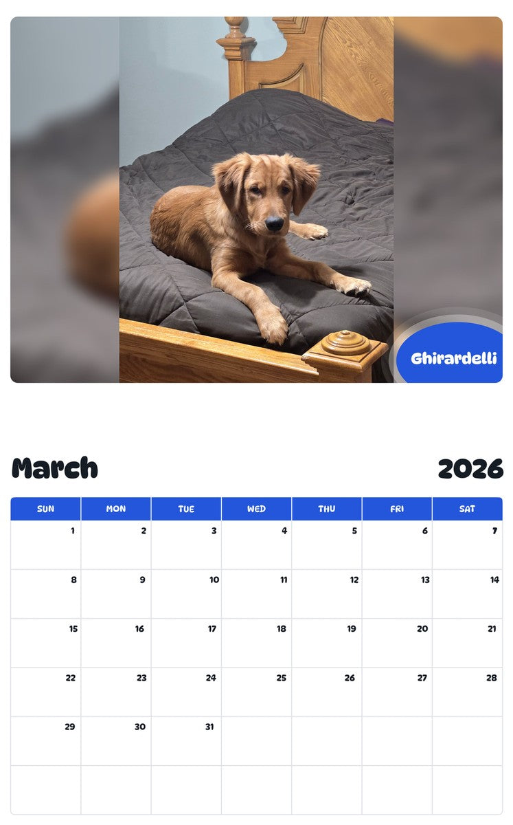 November 2025 - October 2026 Ghirardelli - Pawidols Pet Calendar