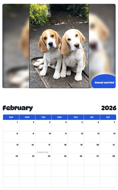 October 2025 - September 2026 Rascal and Red - Pawidols Pet Calendar