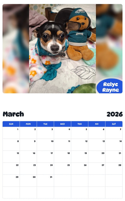 November 2025 - October 2026 Relyc Rayne - Pawidols Pet Calendar